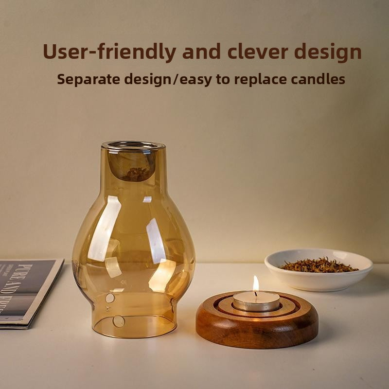 zensoullab Fireproof Candle Incense Burner Agarwood Wood Chips Aromatherapy Lamp Glass Incense Burner Glass Candle Holder Aromatherapy Lamp