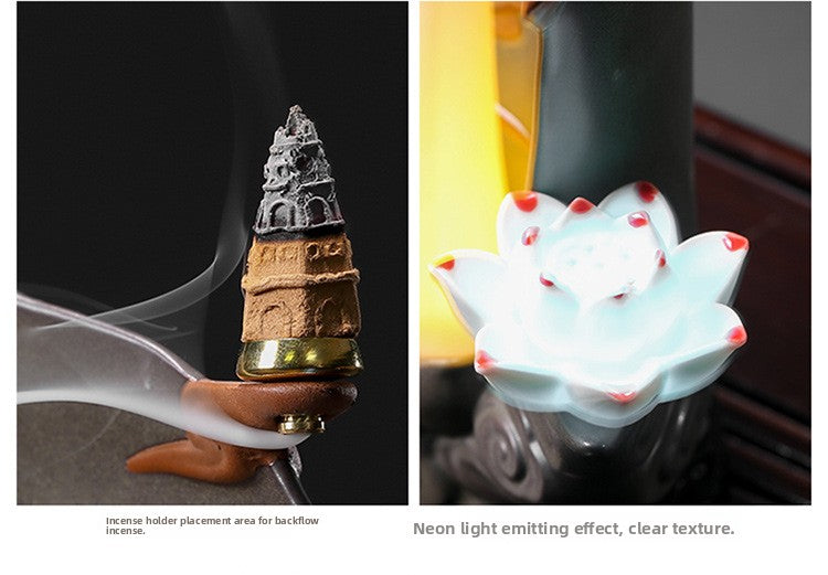 zensoullab Creative Backflow Incense Burner for Home Indoor Chinese Zen Tea Tray Tea Ceremony Decoration Living Room Tea Art Small Ornament Aromatherapy Burner