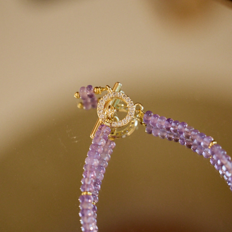 zensoullab Natural Amethyst Bracelet for Women Nine Purple Fire Calculation Plate Bead OT Clasp Crystal Bracelet