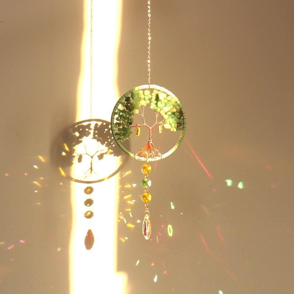 zensoullab Home Decor Pendant Inspiration Design Natural Crystal Tree of Life Sun Catcher Crystal Wind Chime