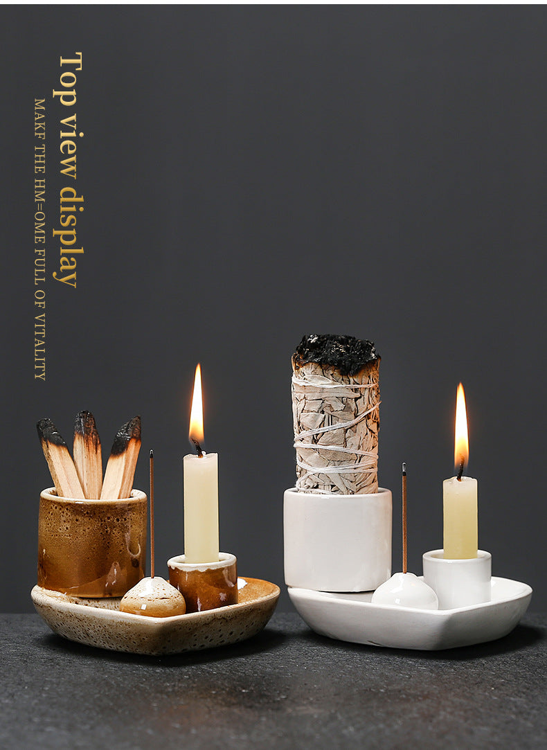 Sacred Wood Sage Holder Ins Creative Simple Incense Tray Aromatherapy Burner Heart Ceramic American Style Decoration Incense Insert Tray