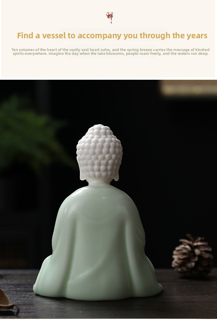 zensoullab Premium White Porcelain Handmade Buddha Statue Tathagata Buddha Ornament Ceramic Guanyin Bodhisattva Living Room Buddha Hall Car Mount Decoration