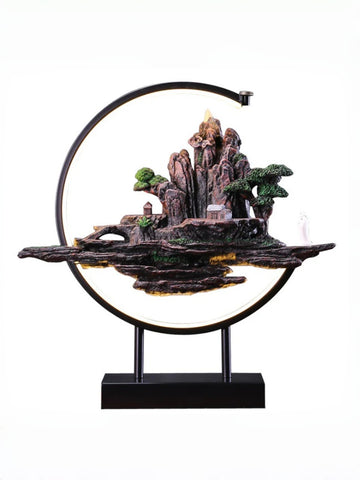 zensoullab Zen Style Chinese Mountain Water Backflow Incense Burner Lamp Ring Creative Home Sandalwood Agarwood Indoor Aromatherapy Ornament