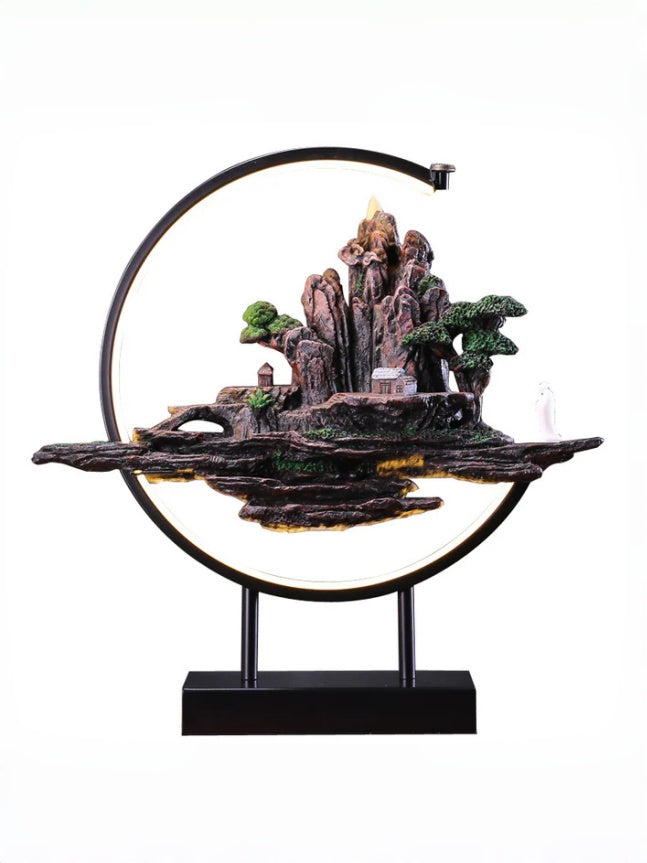 zensoullab Zen Style Chinese Mountain Water Backflow Incense Burner Lamp Ring Creative Home Sandalwood Agarwood Indoor Aromatherapy Ornament