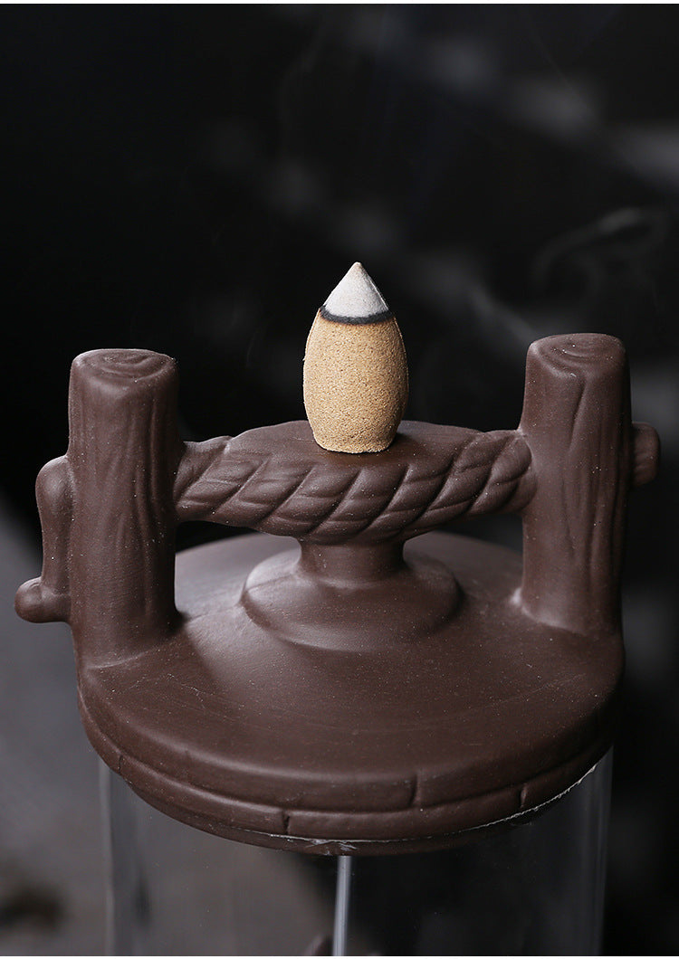 zensoullab Purple Clay Backflow Incense Burner Home Decor Ornament Craft Creative Windproof Cover Dragon Backflow Incense Burner