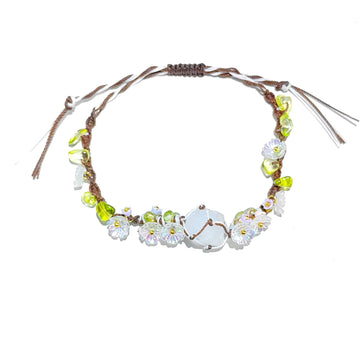 zensoullab Springtime Flower Natural White Crystal Heavy Craft Crushed Stone Braided Bracelet Hot Sale Gift for Best Friend or Classmate