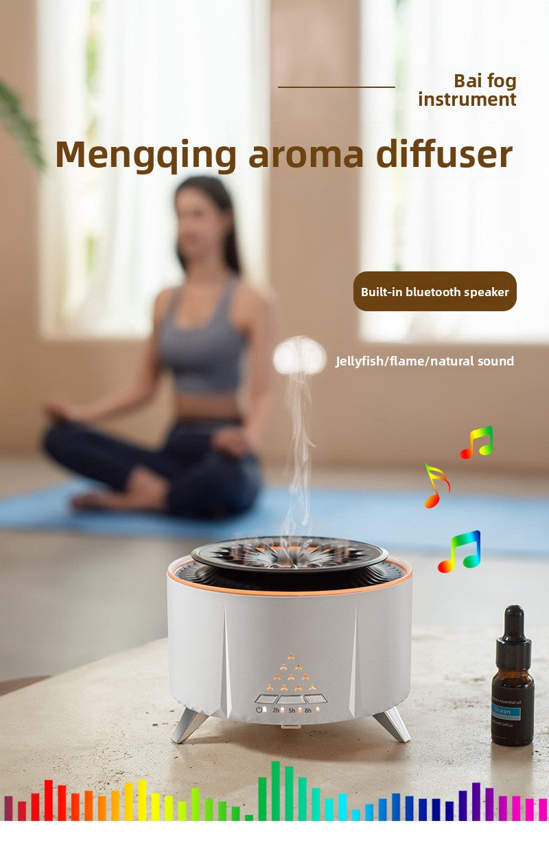 zensoullab Creative Flame Aromatherapy Diffuser White Noise Volcanic Lava Humidifier Desktop Simulation Jellyfish Smoke Ring Diffuser