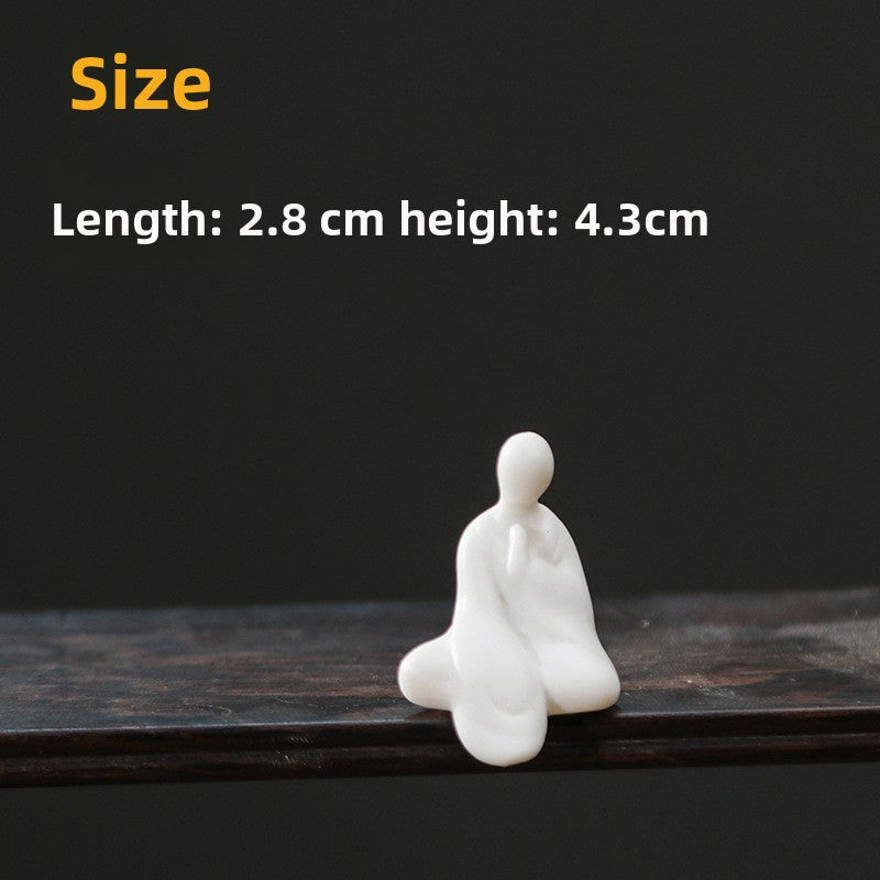 zensoullab Mini Extra Small Zen Ceramic Formless Buddha Microscopic Bonsai Fish Tank Tea Tray Accessories Little Monk Home Decoration