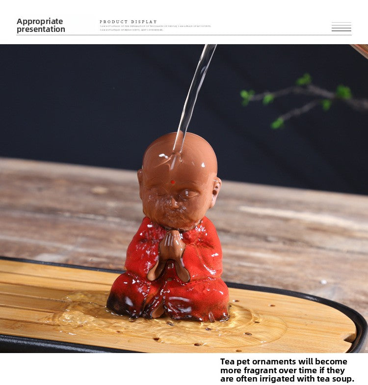 zensoullab Zen Purple Clay Blessing Little Monk Tea Pet Creative Ceramic Kung Fu Tea Tea Set Accessories Chinese Home Decoration