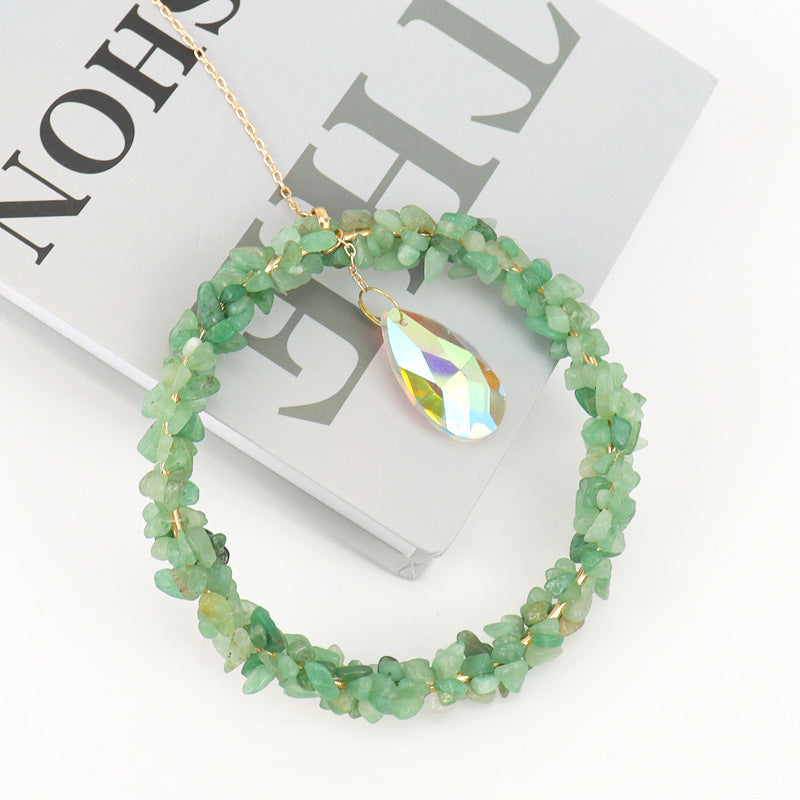 zensoullab Sun Catcher Gardening Crafts Crushed Stone Large Circle AB Color Crystal Water Drop Lighting Pendant