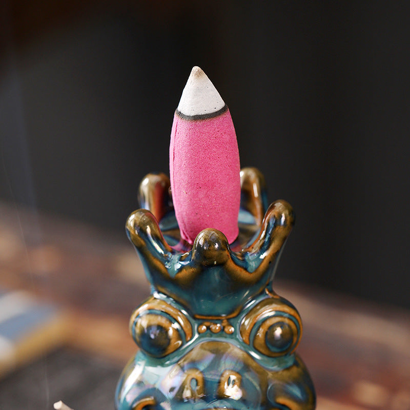 zensoullab Frog Prince Backflow Incense Burner Ceramic Creative Ornament Home Decoration Incense Holder Incense Stand Incense Device
