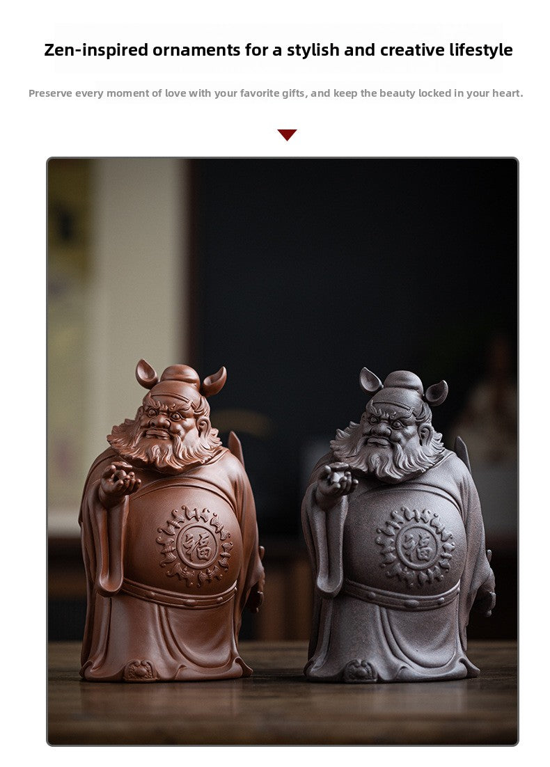 zensoullab Zen Style Chinese Purple Clay Zhongkui Blessing Figurine Creative Home Living Room Study Entrance Craft Decoration Ornament