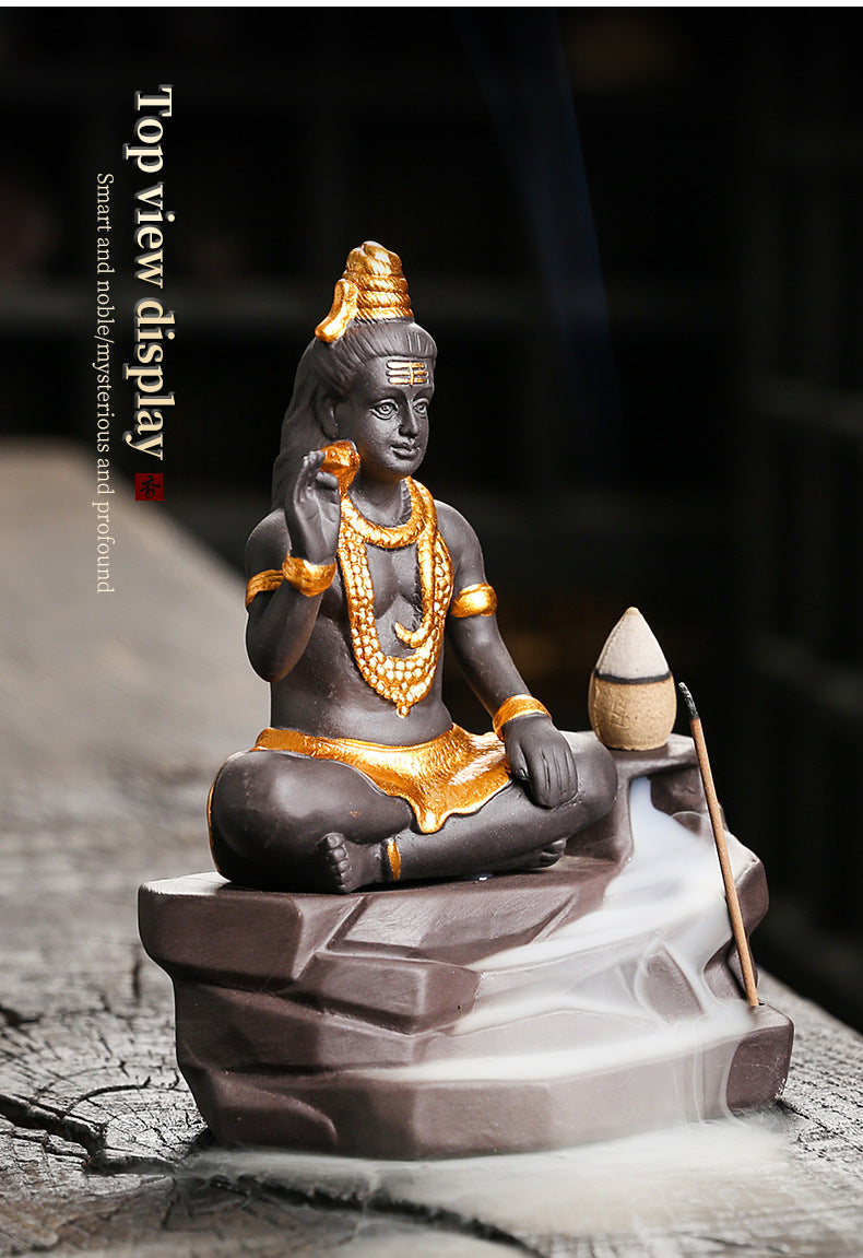 zensoullab Buddha Statue Zen Home Decor Craft Creative Southeast Asian Shiva Buddha Statue Backflow Incense Burner