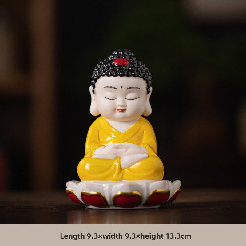 zensoullab Zen Style Chinese Ceramic Three Saints Buddha Guanyin Ksitigarbha Desktop Small Ornaments Creative Home Living Room Household Decorations