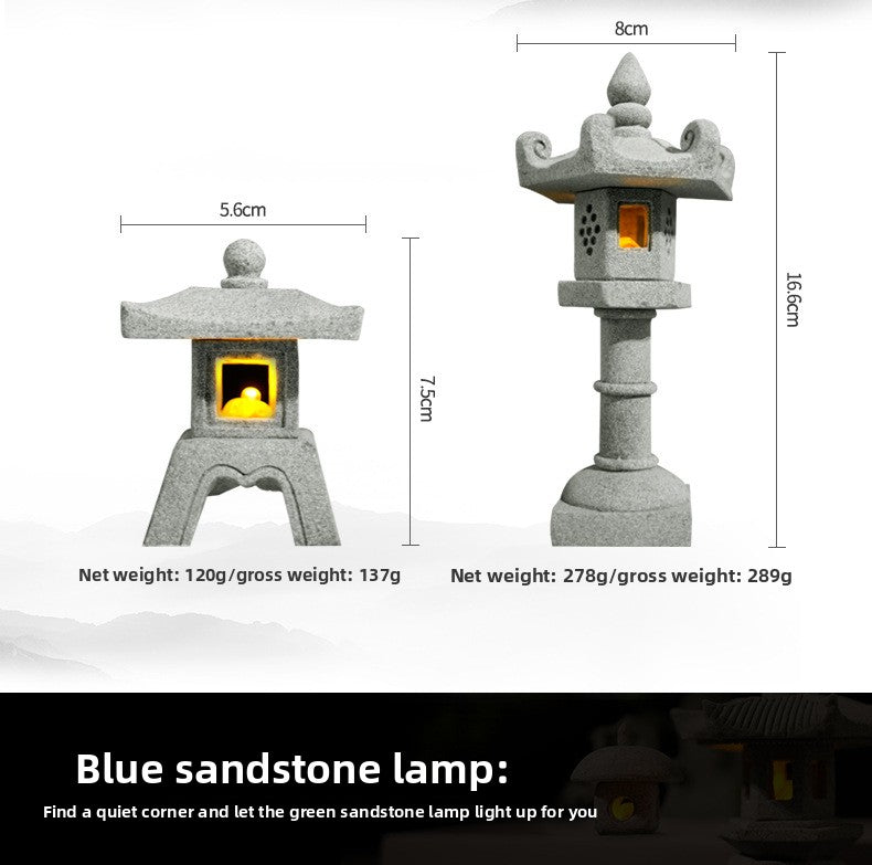 zensoullab Japanese Style Stone Lantern Micro Landscape Ornament Chinese Style Bonsai Fish Tank Decoration Ancient Style Desktop Zen Tea Table Stone Lantern