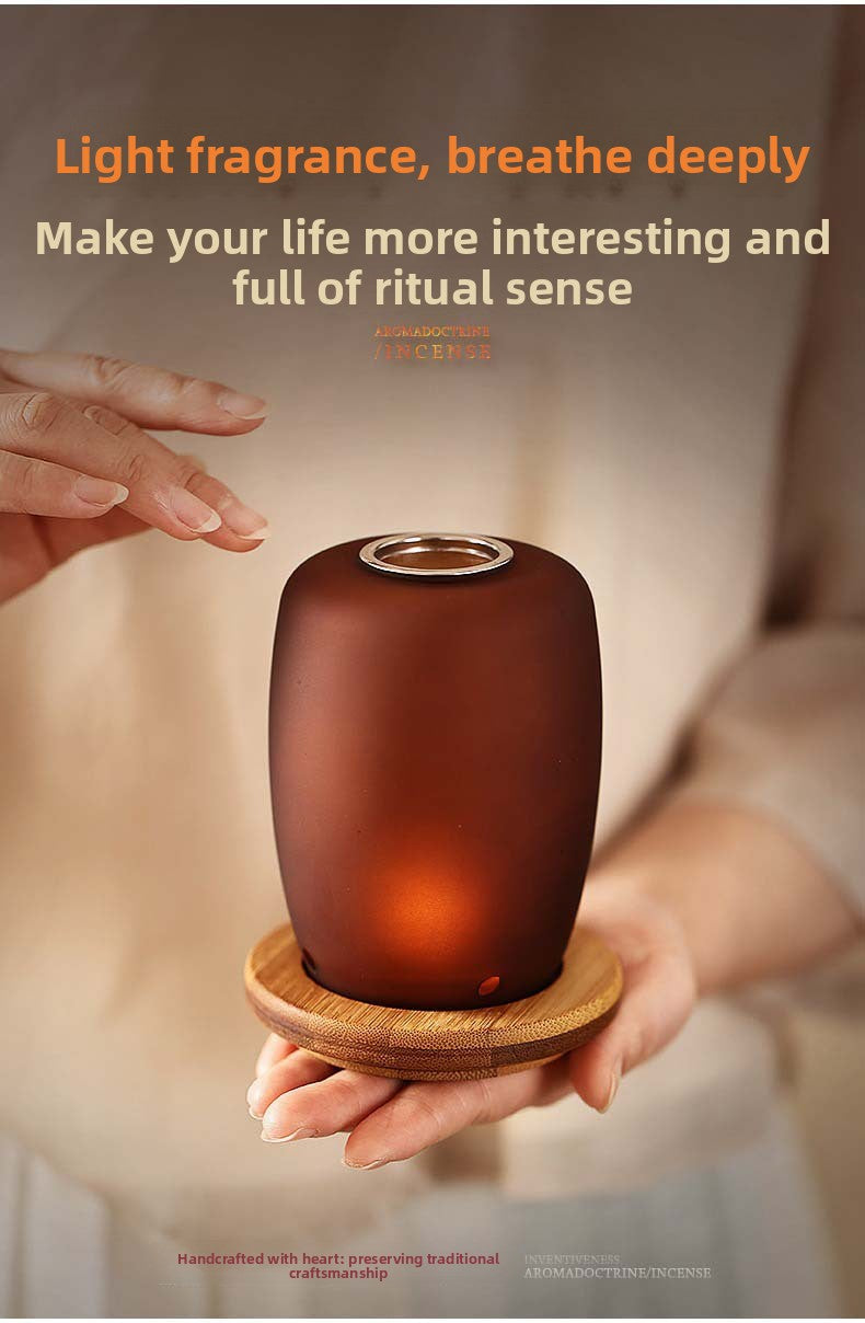 zensoullab Agarwood Incense Burner Glass Incense Burner Home Sandalwood Natural Incense Retro Fireproof Incense Burner Candle Incense Lamp
