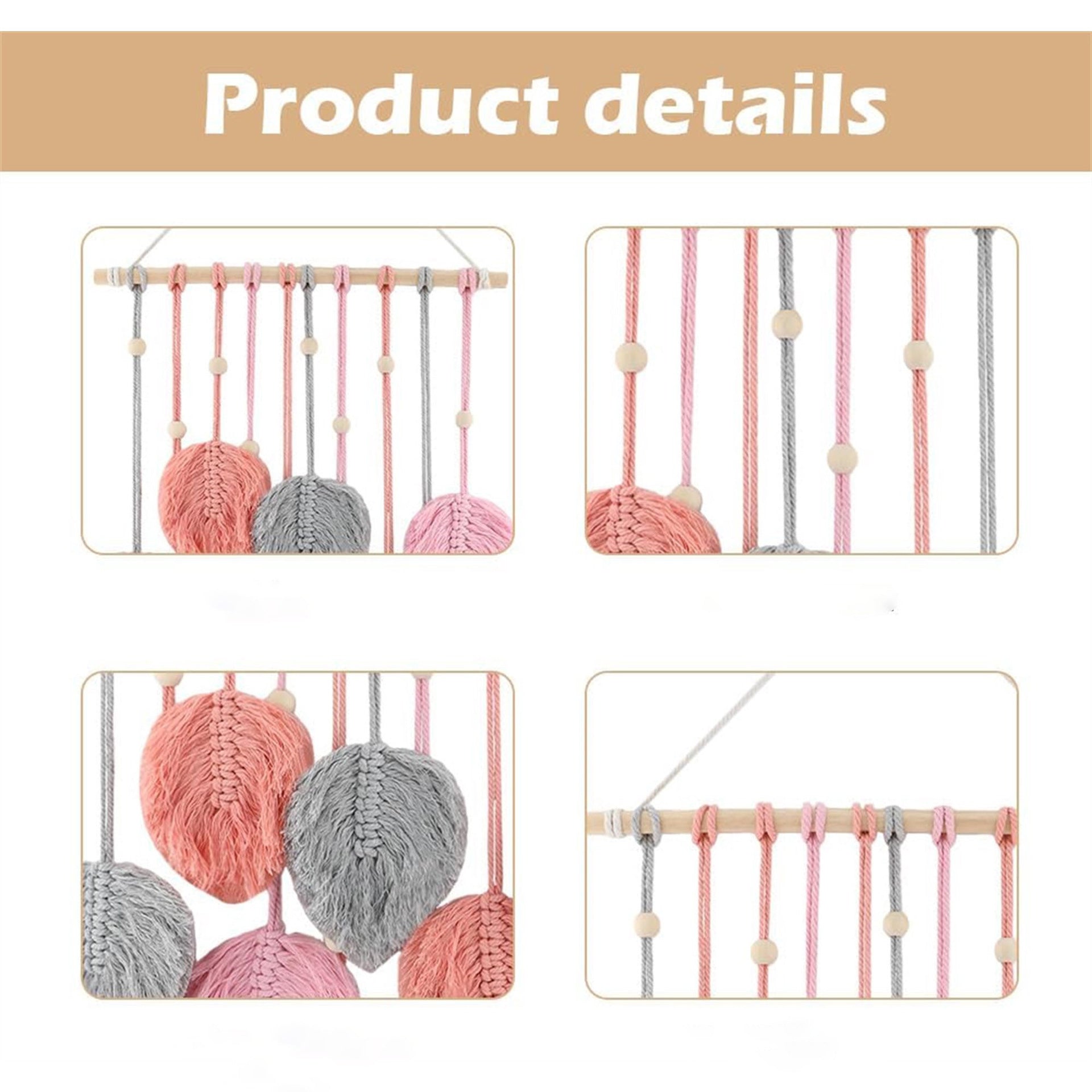 zensoullabins Creative Hand-Woven Cotton Rope Leaf Tapestry Bohemian Style Home Wall Decoration Room Wall Hanging