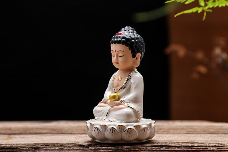 Zensoullab Creative Boutique Handicrafts Ceramic Classical Buddha Statue Buddha Buddha Guanyin Bodhisattva Chinese Household Car Safety Ornaments