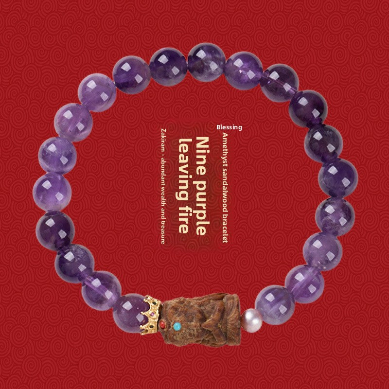 zensoullab Nine Purple Fire Amethyst Dongga Sandalwood Zakiram Bracelet Amethyst Design Bracelet
