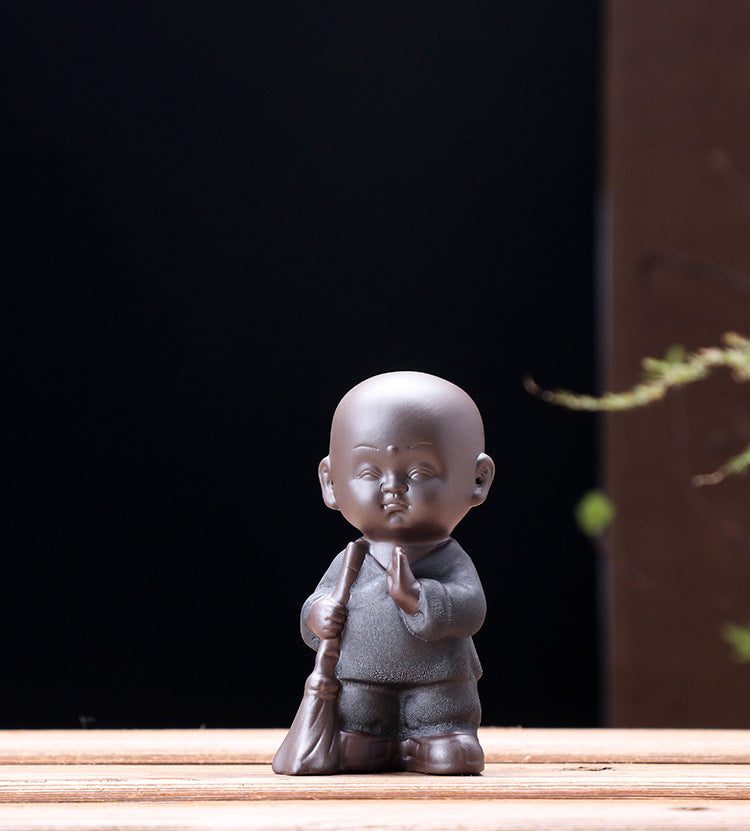 zensoullab Zen Purple Clay Little Monk Tea Pet Tea Play Ceramic Little Sha Mi Kung Fu Tea Set Accessories Home Handmade Ornament