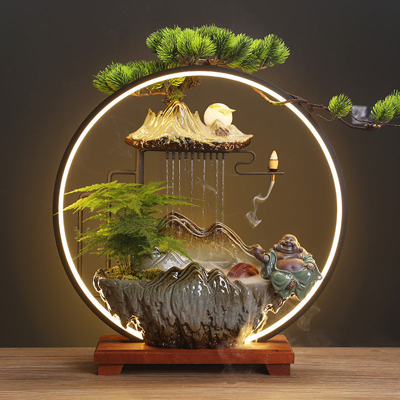 zensoullab Flowing Water Ornament Home Backflow Incense Chinese Style Backflow Incense Burner Living Room Humidifier Office Housewarming New Home Opening Gift