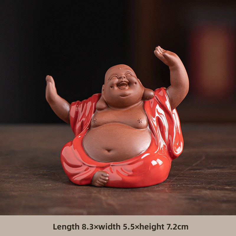 zensoullab Zen Style Chinese Five Blessings Maitreya Fortune Prosperity Longevity Happiness Wealth Smiling Buddha Desktop Small Ornament Creative Home Tea Room Tea Pet