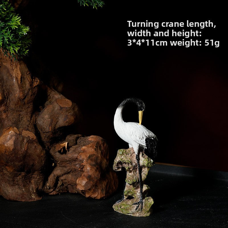 zensoullab Little White Crane Ornament Rockery Fish Tank Bonsai Landscape Decoration Crane Small Ornament Zen Living Room Flying Crane Decoration