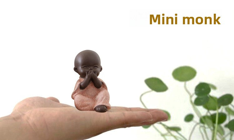 zensoullab Mini Cute Purple Clay Little Monk Tea Pet Ceramic Four Little Sha Mi Succulent Plant Decoration Creative Home Ornament