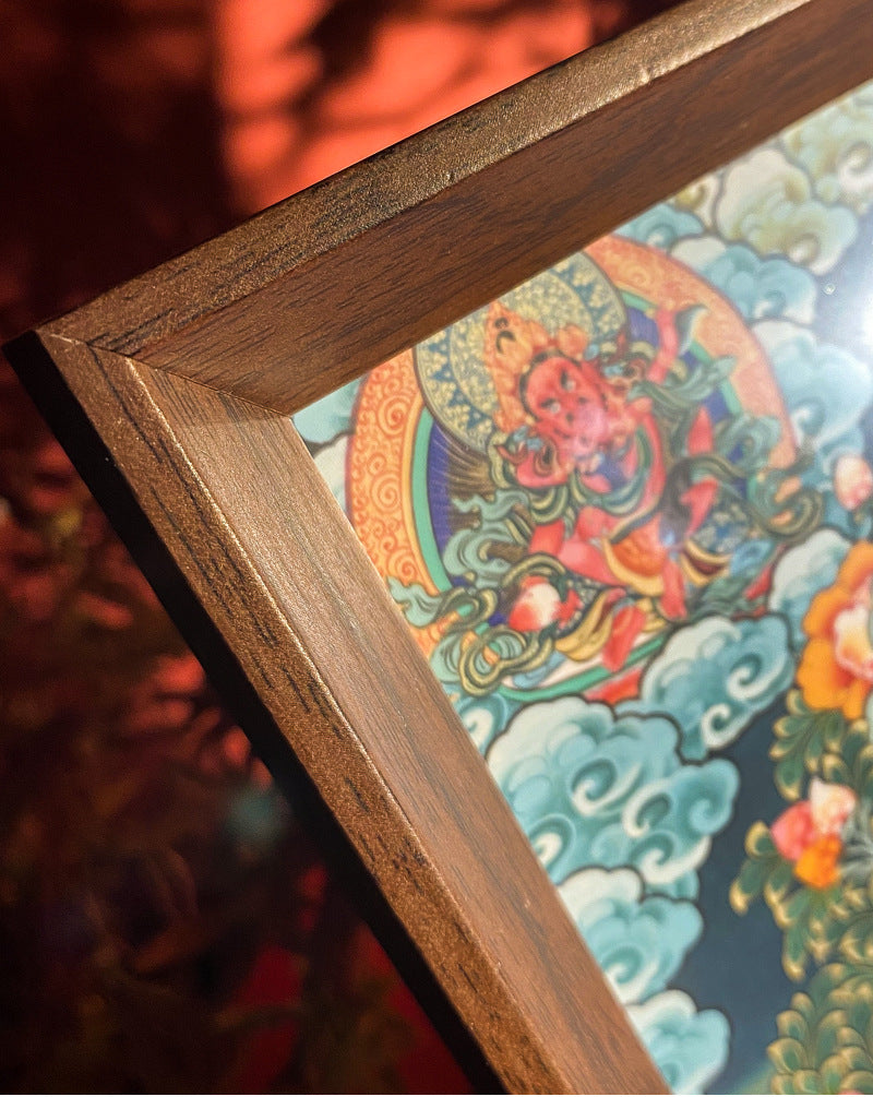 zensoullab Thangka Yellow God of Wealth Mahakala Buddha Statue Hanging Painting Desktop Display Guanyin Bodhisattva Wealth Attraction Entrance Decoration Painting