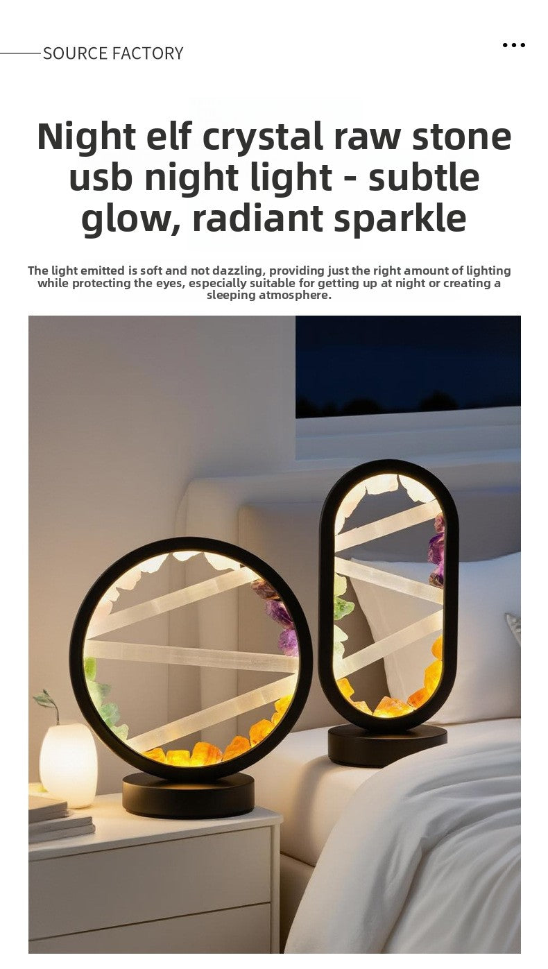 zensoullab Natural Crystal Lamp Pink Crystal Gypsum Raw Stone Night Light Bedroom USB Bedside Festival Atmosphere Lamp