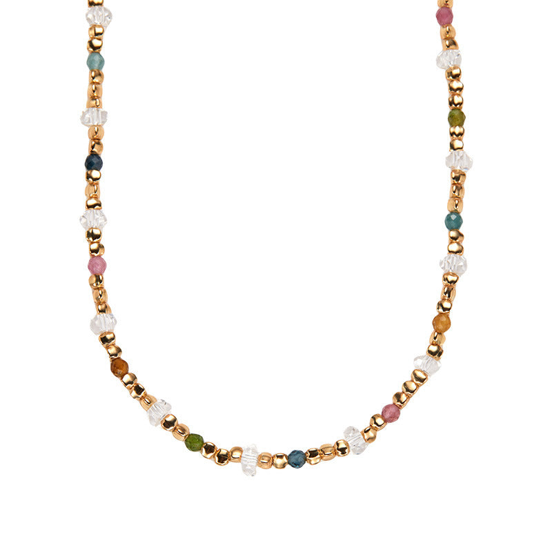 zensoullab Original Design S925 Sterling Silver Natural Tourmaline White Crystal Colorful Gemstone Bracelet for Women Exquisite Handmade Beaded