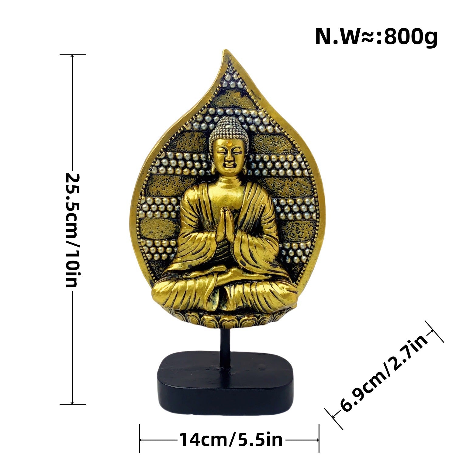 zensoullab New Chinese Style Buddha Statue Ornament Resin Painted Gold-Plated Small Buddha Statue Retro Zen Buddha Head Home Tea Room Decoration