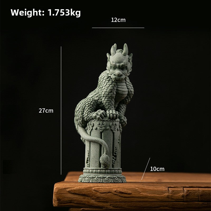 zensoullab Green Sand Stone Great Sage Tea Pet High-end Gift Handheld Piece Fish Tank Wukong Ornament Rockery Landscaping Home Decoration Bonsai