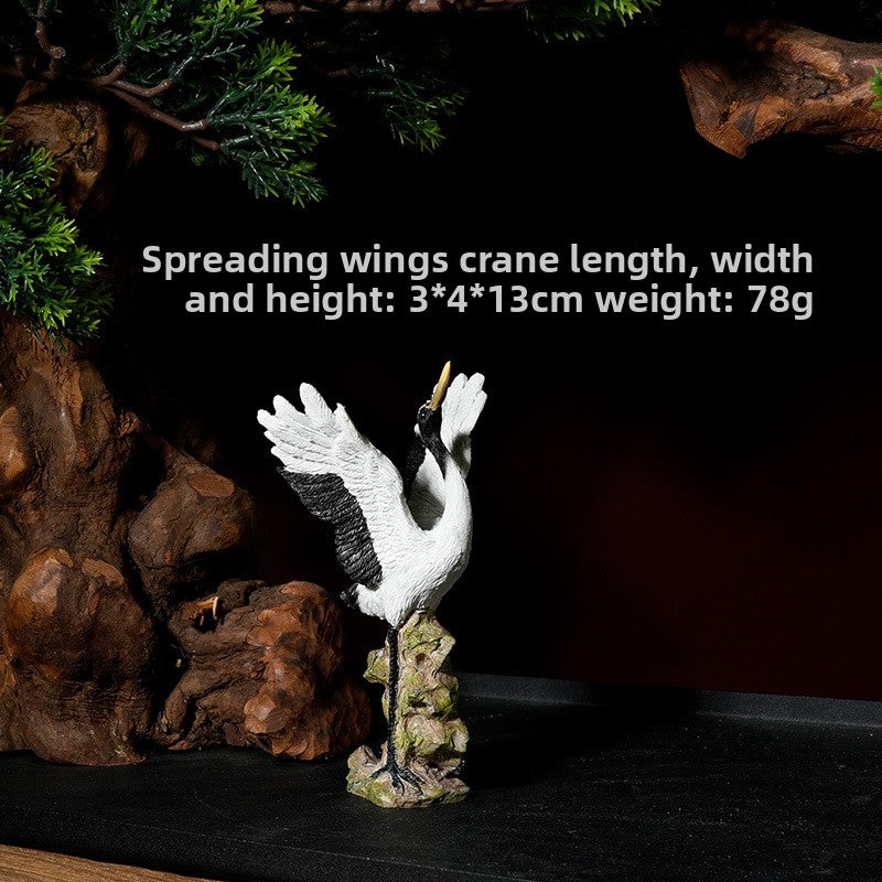 zensoullab Little White Crane Ornament Rockery Fish Tank Bonsai Landscape Decoration Crane Small Ornament Zen Living Room Flying Crane Decoration