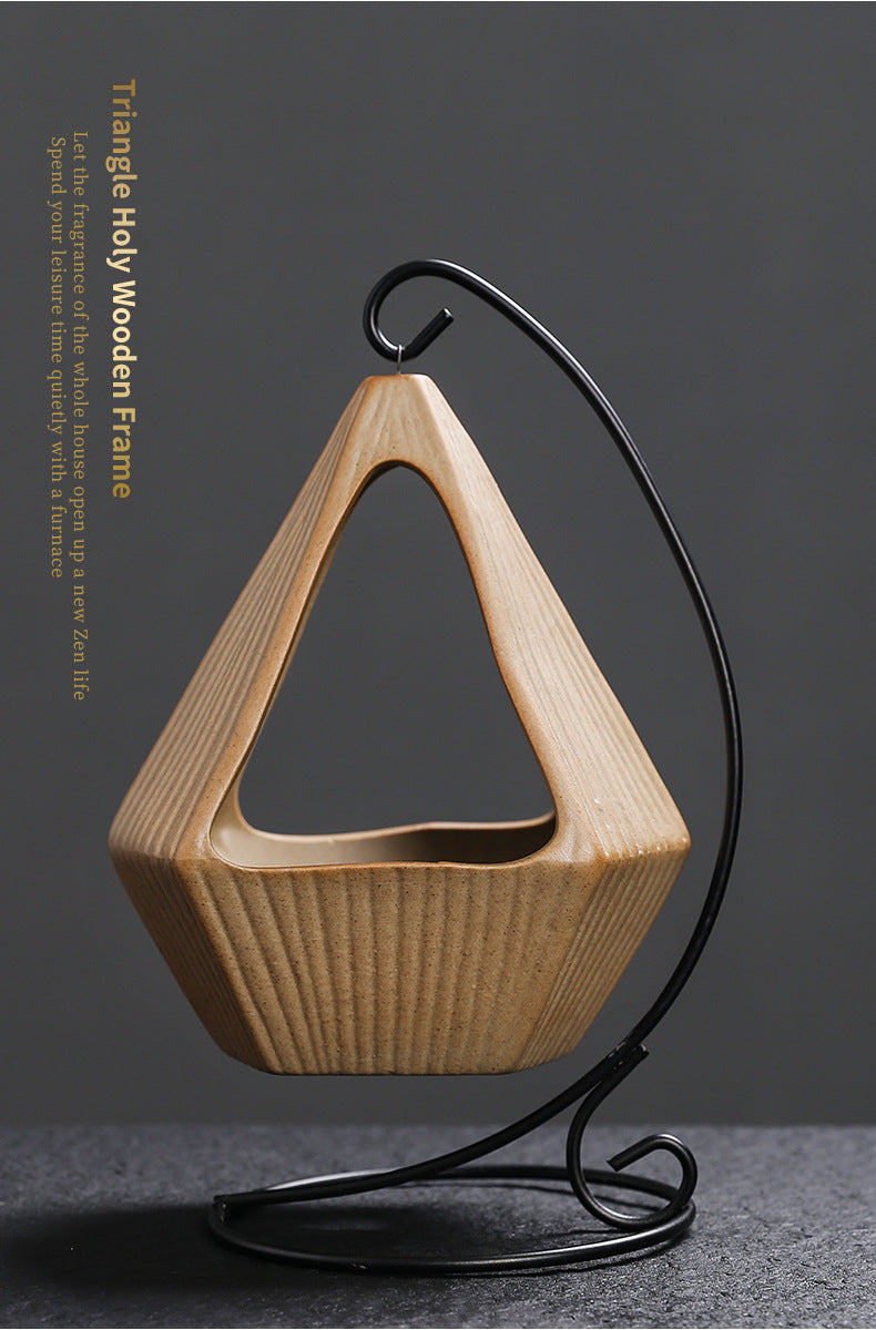 Iron Rack Hanging Basket Ceramic Incense Burner Creative Ceramic Sage Peruvian Wood Tray Home Indoor Atmosphere Ornament