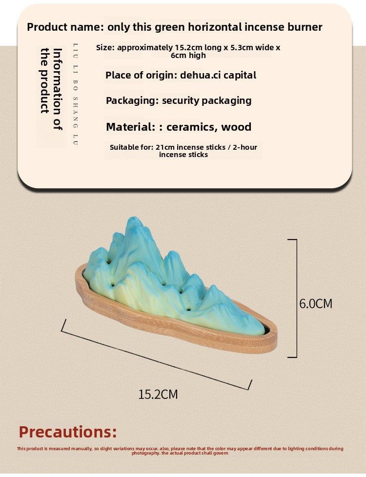zensoullab Thousand Miles of Rivers and Mountains Ceramic Creative Incense Burner Small Incense Holder Home Indoor Zen Tea Room Aromatherapy Burner Ornament