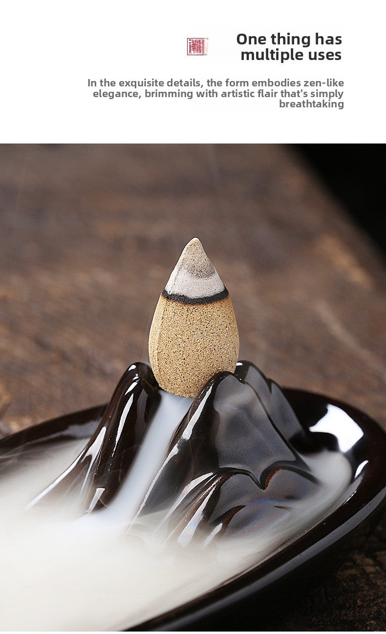 zensoullab Ceramic Mountain Water Backflow Incense Burner Creative Backflow Incense Burner Ornament