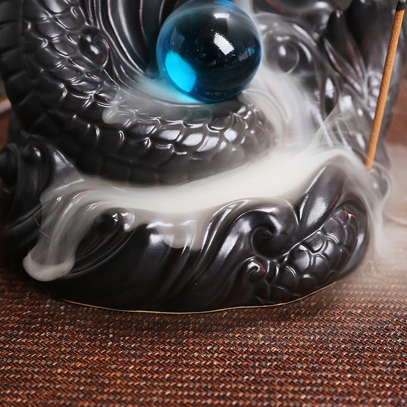 Original Classic Chinese Dragon Backflow Incense Burner Creative Ceramic Large Dragon Playing with Pearls Incense Burner Home Decor