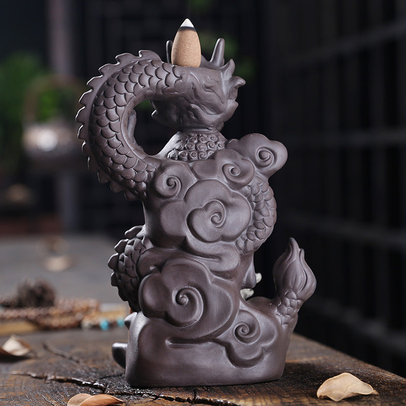 zensoullab Backflow Incense Burner Creative Ceramic Large Ornamental Decoration Indoor Tea Ceremony Antique Purple Clay Sandalwood Agarwood Incense Burner Incense Holder