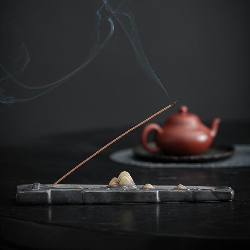 zensoullab High Mountain Flowing Water Incense Burner Ornament for Home Indoor Use, Ceramic Creative Zen Sandalwood Incense Holder