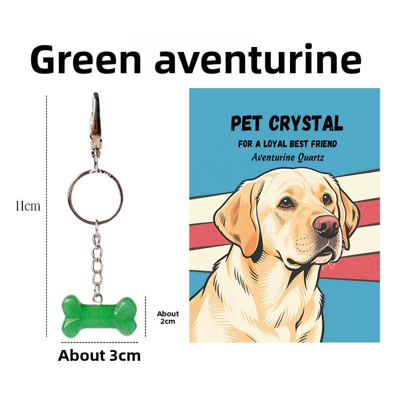 zensoullab Natural Crystal Bone Pet Dog Cat Pendant Purple Pink White Crystal Keychain Bag Charm Golden Retriever Pug