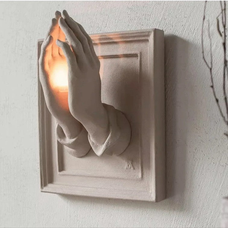zensoullab Halloween Praying Hands Resin Ornament Wall Candle Holder Wall Hanging Decoration Pendant Home Statue Decoration Craft