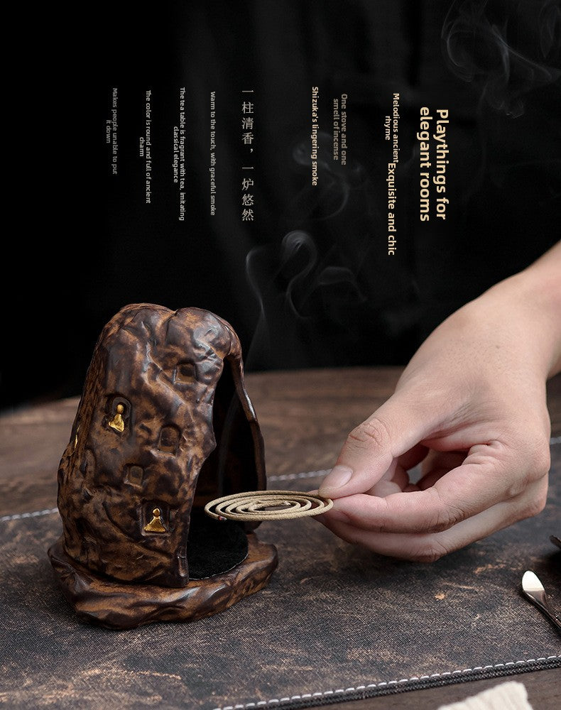Zensoullab Classical Dunhuang Incense Coil Burner Vintage Ceramic Candle Holder Household Multi-Purpose Indoor Small Xiangyun Incense Burner Sandalwood Agarwood Seats