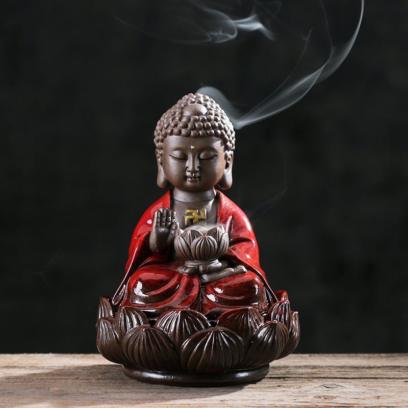 zensoullab Creative Ceramic Incense Burner Tea Ceremony Aromatherapy Burner Accessories for Home Living Room Indoor Air Purification Zen Buddha Ornament