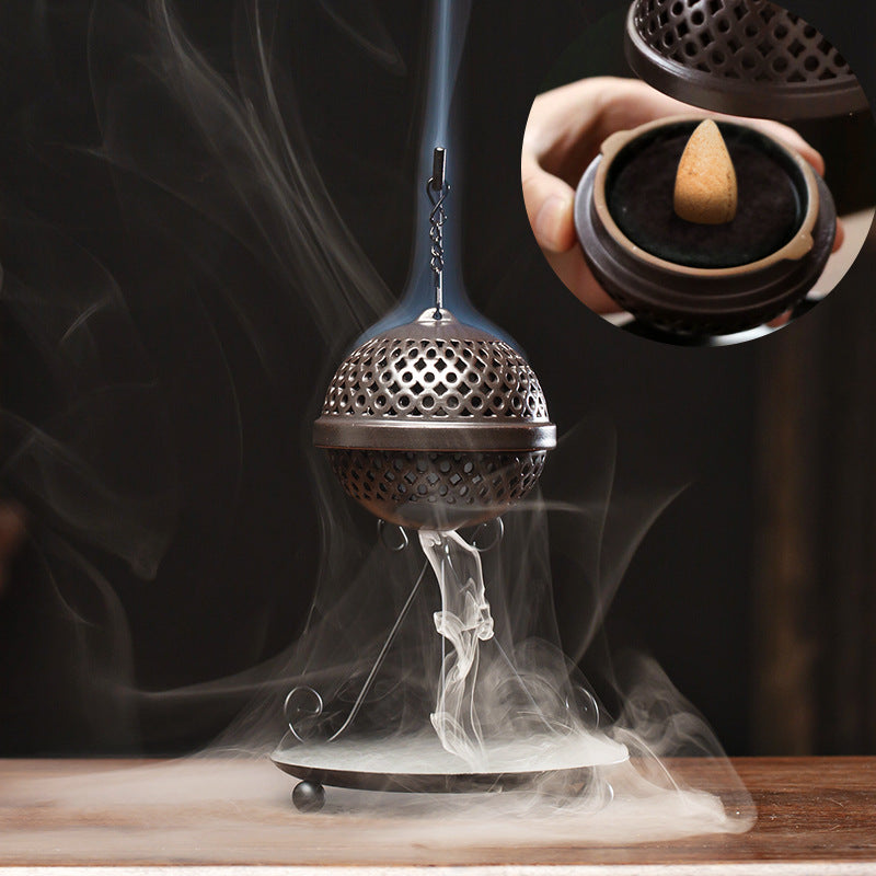 zensoullab Zen Hollow Backflow Incense Burner Aromatherapy Ball Hanging Burner Home Tea Ceremony Indoor Hanging Incense Holder Creative Ornament