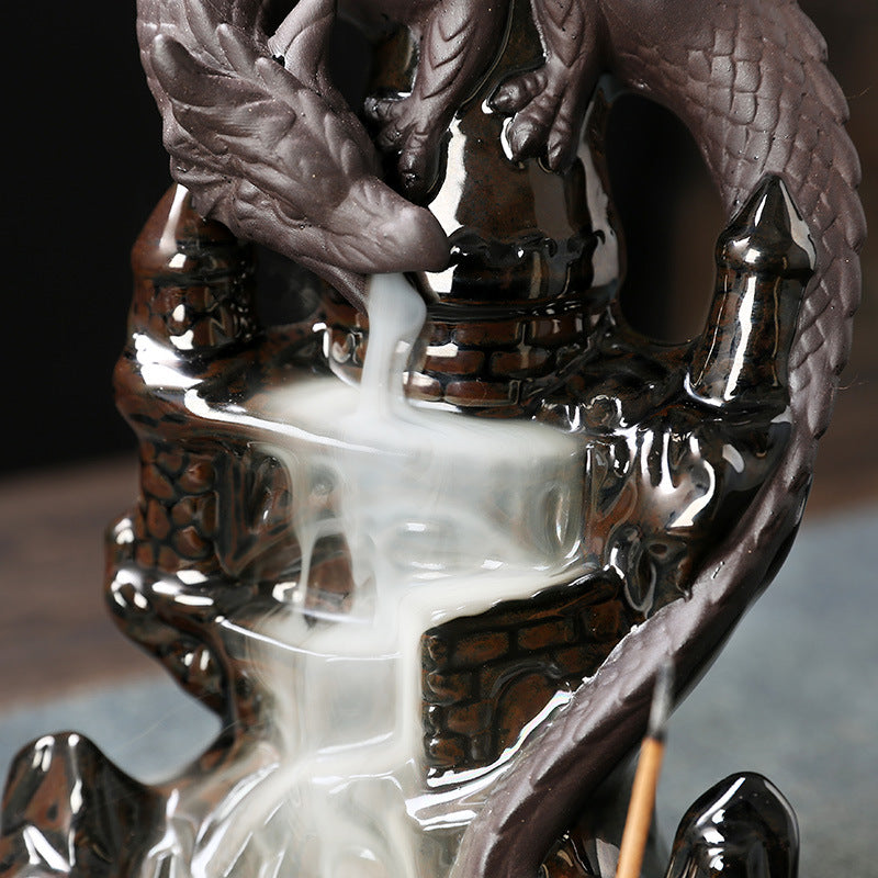 Ceramic Sandalwood Backflow Incense Burner Home Decor Creative European Style Pterosaur Waterfall Backflow Incense Burner