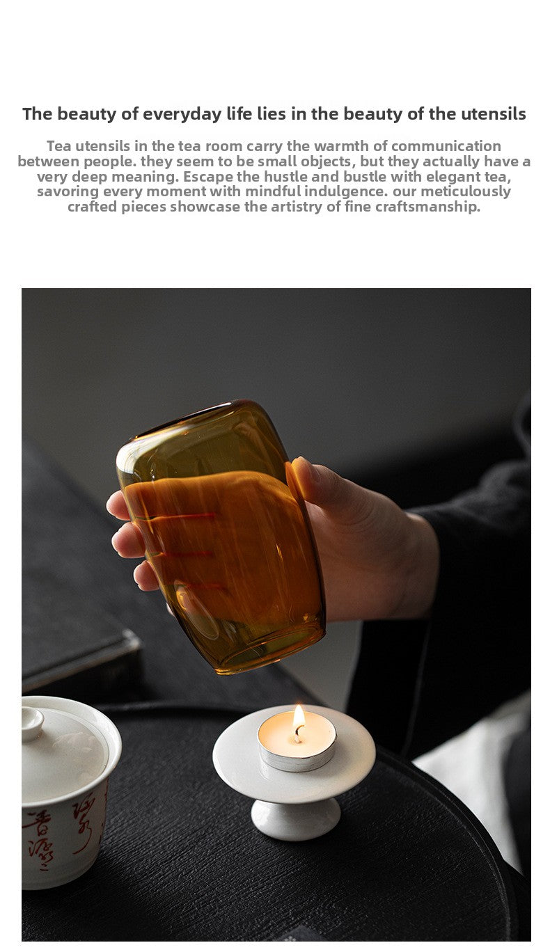 zensoullab New Chinese Zen Candle Holder Windproof Glass Lampshade Vintage Home Aromatherapy Candle Atmosphere Tea Room Ornament