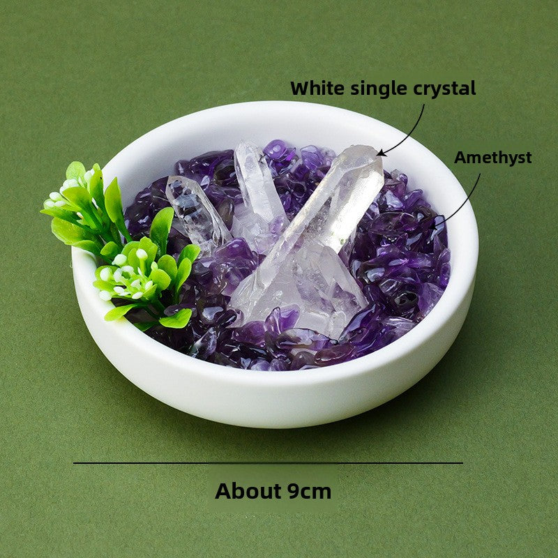 zensoullab Natural White Crystal Single Crystal Micro Landscape Ornament Yellow Amethyst Aquamarine Crushed Stone Demagnetization Home Decor