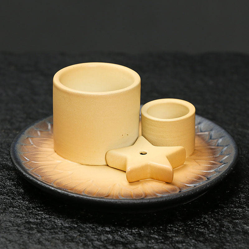 Ceramic Aromatherapy Candle Holder Aromatherapy Burner Simple Nordic Style Candle Cup Atmosphere Decoration Sage Holy Wood Plate