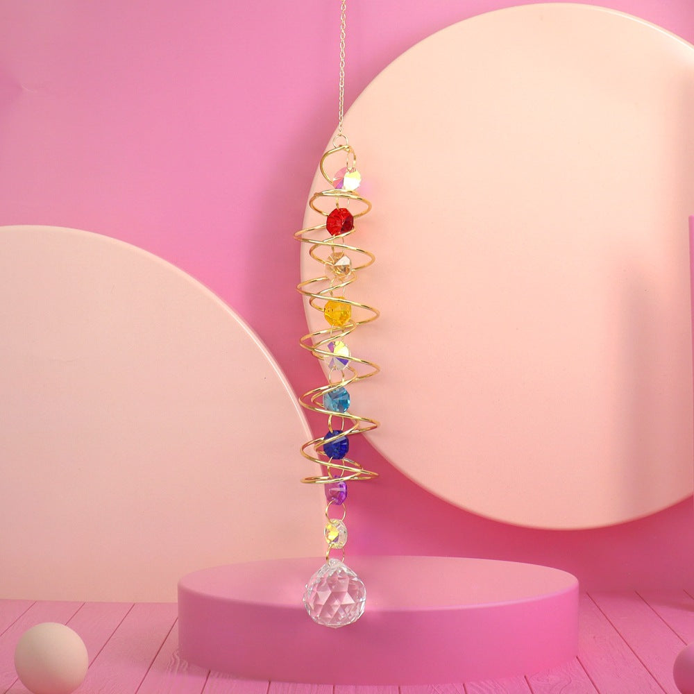 zensoullab Spiral Spinner Sun Catcher Crystal Wind Chime Rainbow Maker Rotating Hook Garden Decoration